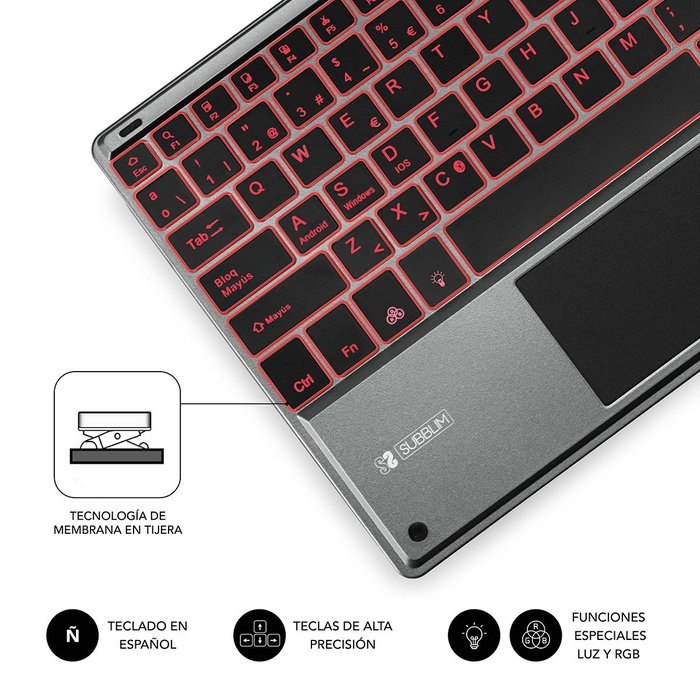 Subblim Teclado Smart Backlit con Touchpad Gris Subblim Teclado Smart Backlit con Touchpad Gris